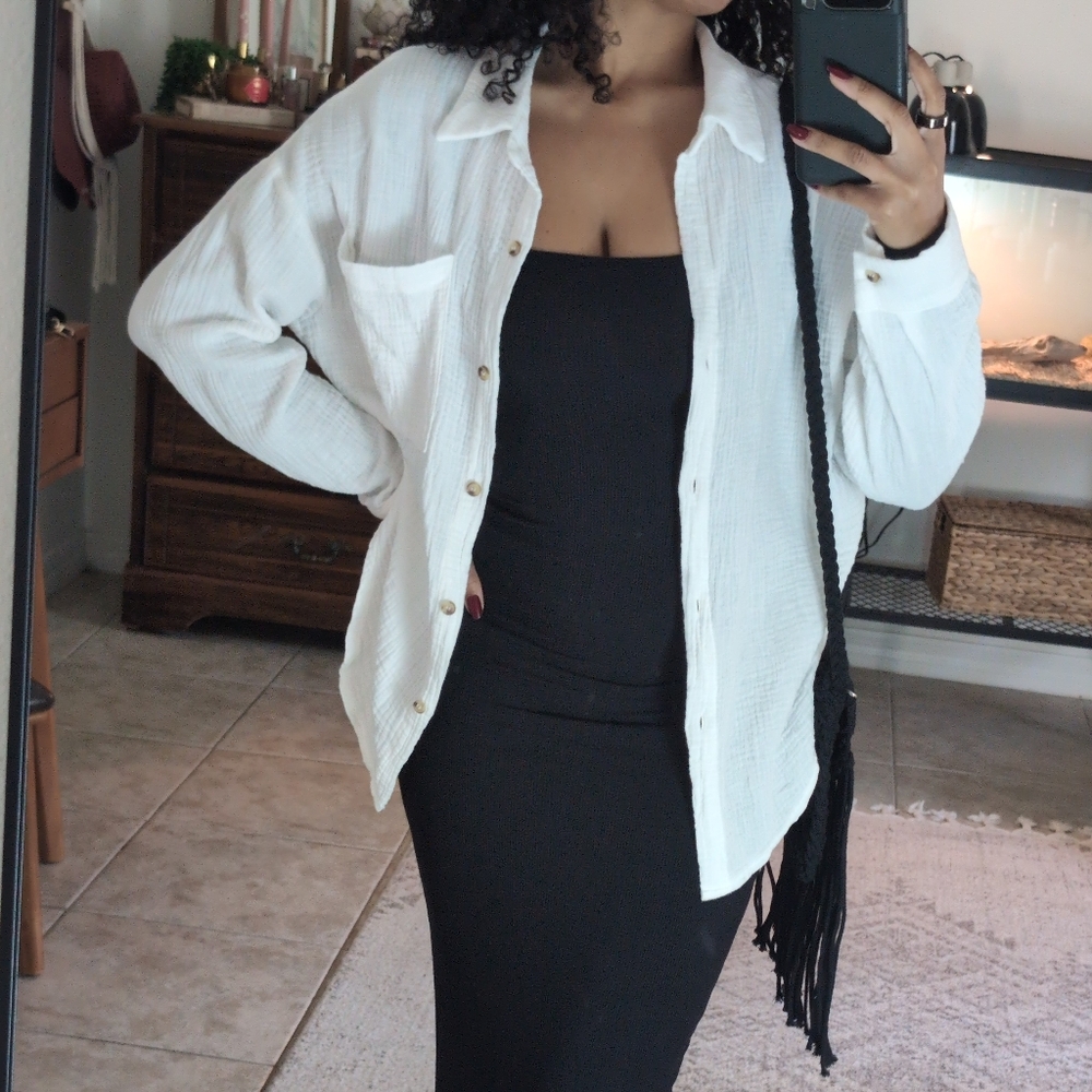 White Button-Up Top